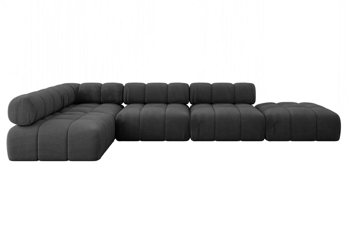 ECKSOFA modulares Sofa Favio-L2 - 380x190x70 cm Schwarz Velours - Schwarz, Holzwerkstoff/Textil (380/190cm) - ALTDECOR