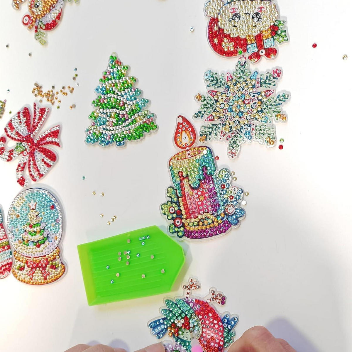 EFNHJF5 14 Set 5D Diamond Painting Weihnachten, Kinder Painting Kit, DIY Schlüsselanhänger Anhänger 14 Set Diamond Painting Weihnachten - Multicolor, Kunststoff (80/5/100cm)