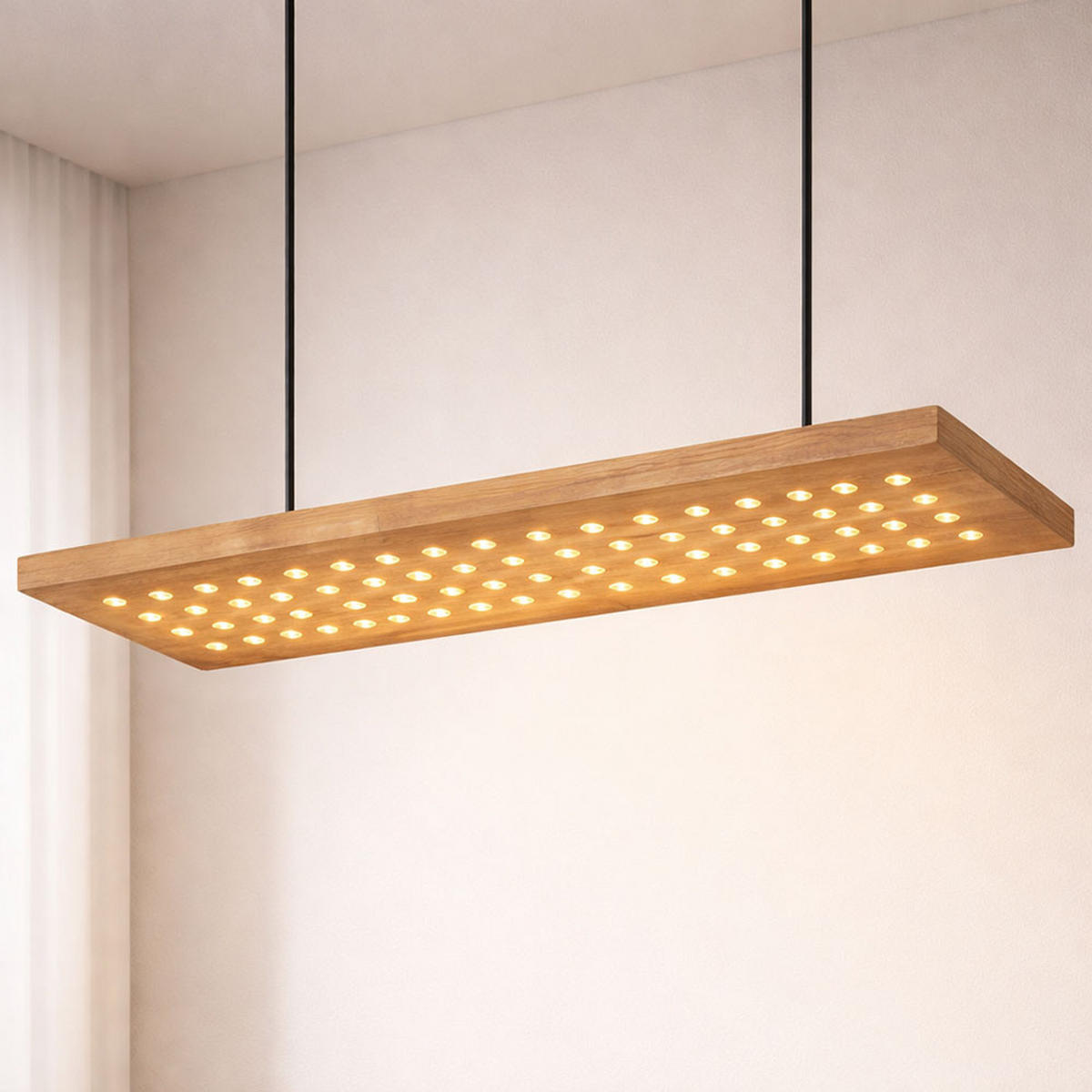 LED HÄNGELEUCHTE Metall Holzoptik Braun - Braun, Holz (80/20/120cm) - Globo Lighting