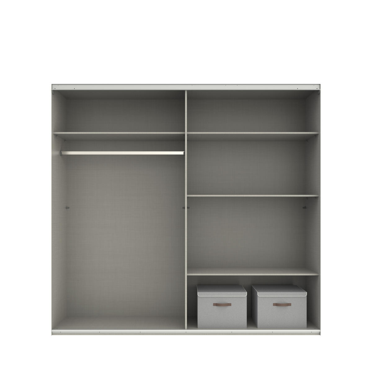 SCHWEBETÜRENSCHRANK 3-türig B180/H208/T64 cm in Weiß, Kleiderschrank mit einer Spiegeltür / 22511 - Weiß, Holzwerkstoff/Metall (180/208/64cm) - luma-home