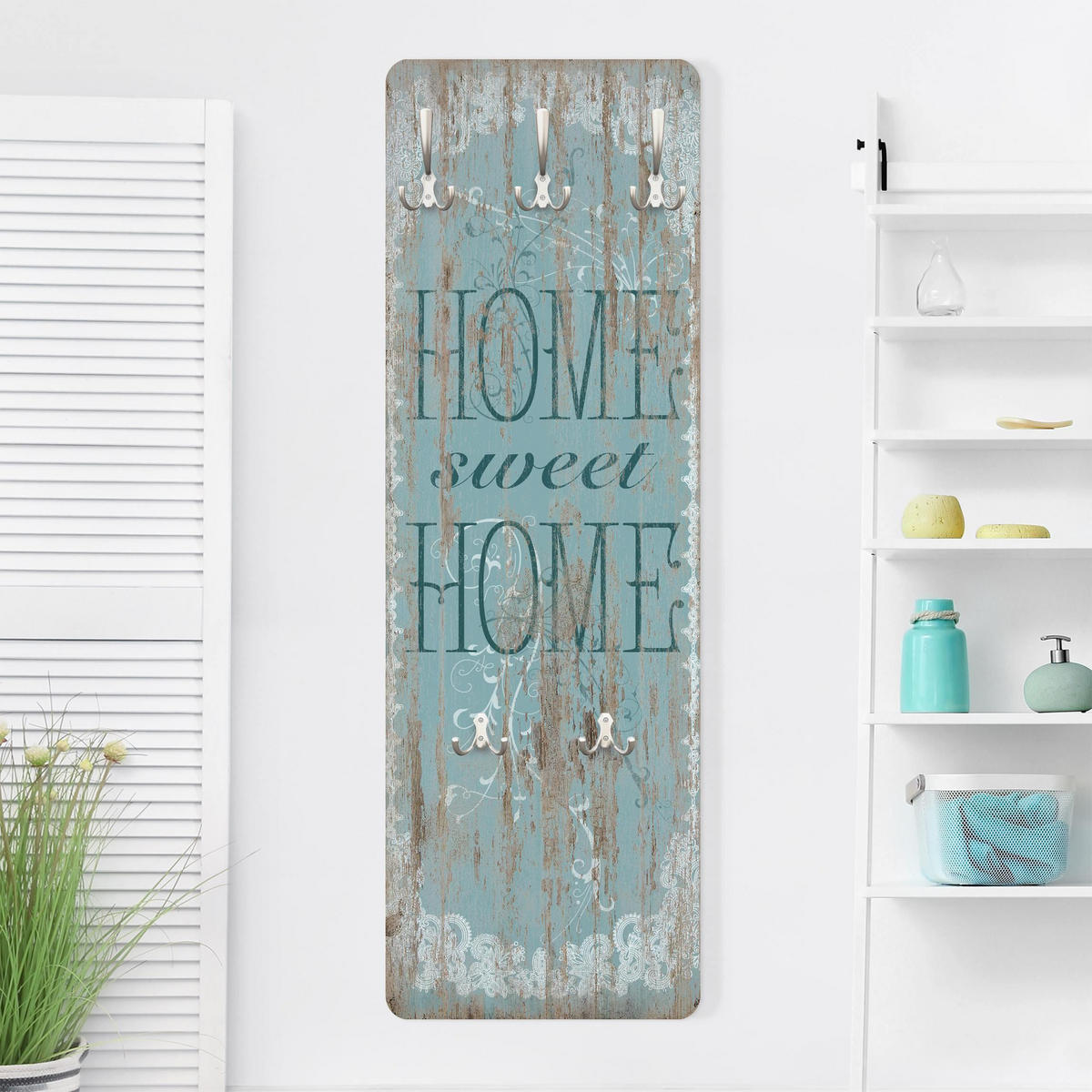 WANDGARDEROBE - Sweet Home 34/105 cm - Blau, Holzwerkstoff (34/105/1.6cm) - Bilderwelten
