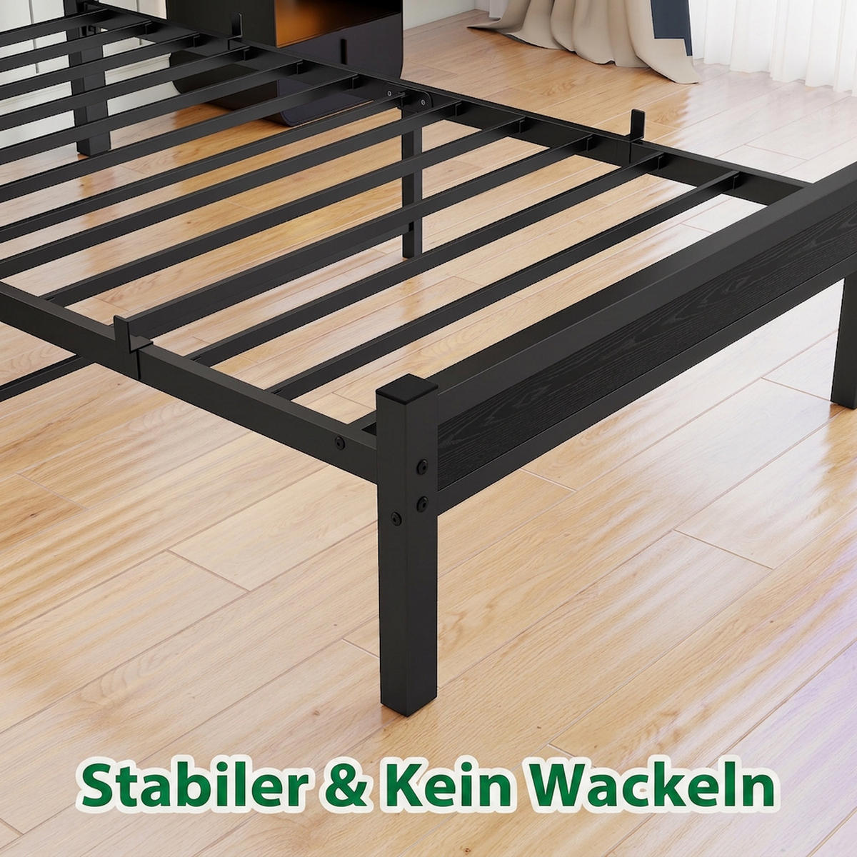 METALLBETT 90/200 cm Schwarz mit Stauraum - Schwarz, Metall (90/200cm) - Oxeza
