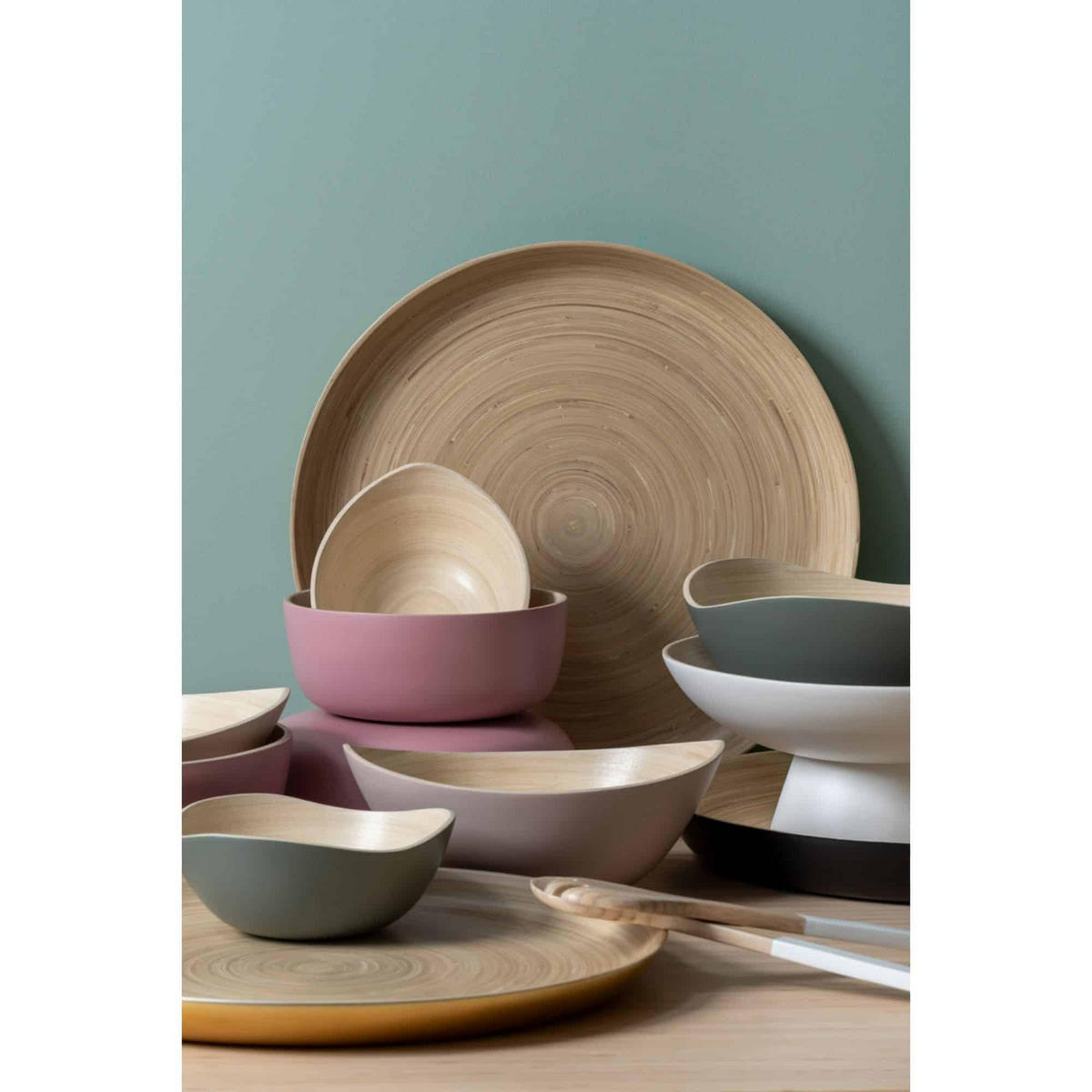 SERVIERTABLETT Puro 42/42/3 cm - Goldfarben, Naturmaterialien (42cm) - Present Time