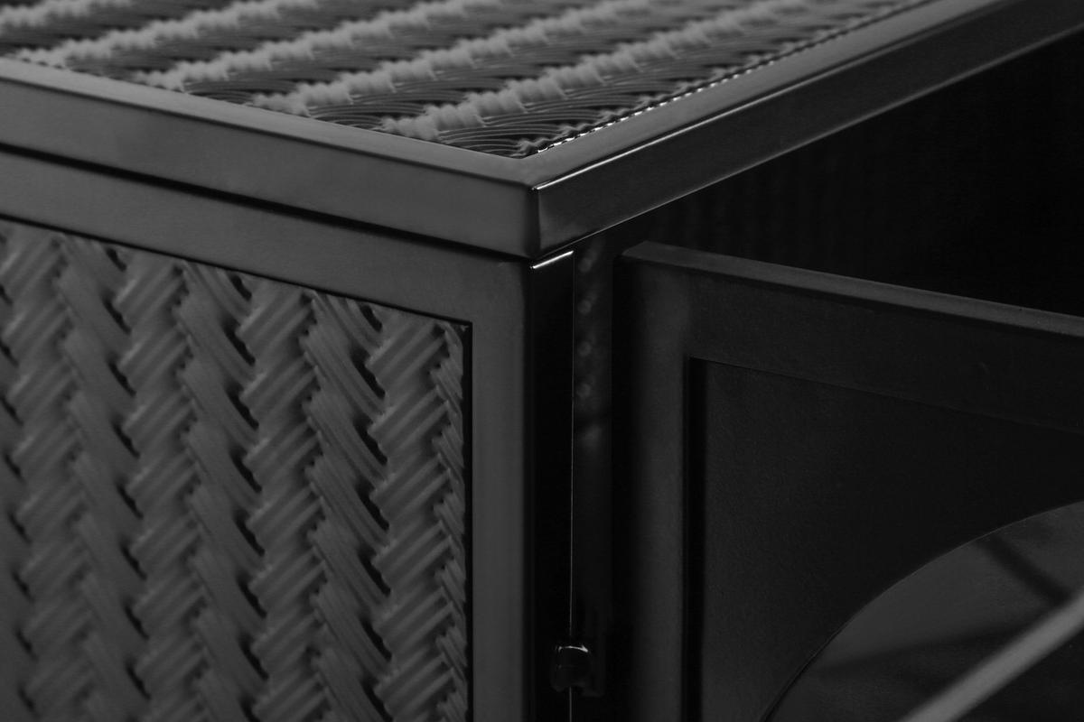 KÜCHENOBERSCHRANK 70x23x60 cm Schwarz aus Metall & Glas mit gewebtem Design & 3 Ablagen - Schwarz, Glas (70/60/23cm) - Modfu