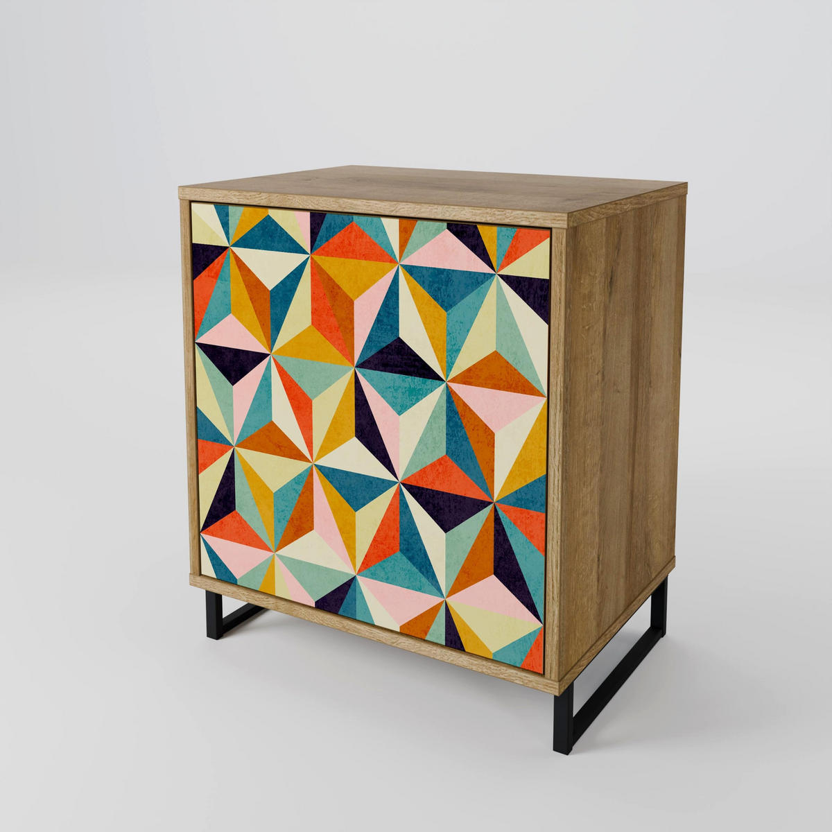 SIDEBOARD TESSELATE TREASURES, Eichefarben, 57,5x42x57,5 cm, Ohne Füße - Eichefarben/Multicolor, Holzwerkstoff (57.5/57.5/42cm) - SpaceRebels