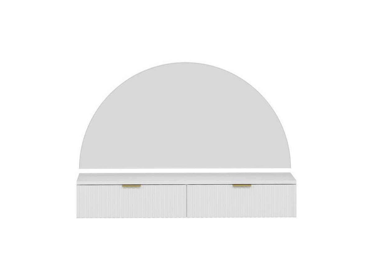 FRISIERTISCH hängend mit Spiegel & LED-Beleuchtung - 2 Schubladen - Weiß - FRALYN - Weiß, Holz (120/80/35cm) - Vente-Unique