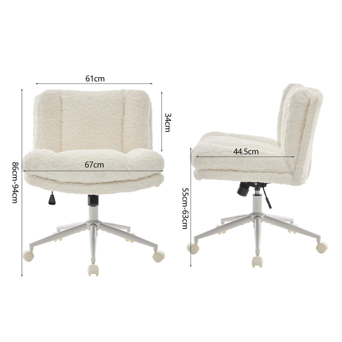 DREHSTUHL DE-36327 mit breiter Sitzfläche Creme - Creme, Metall (67/94/63cm) - ComfortXL