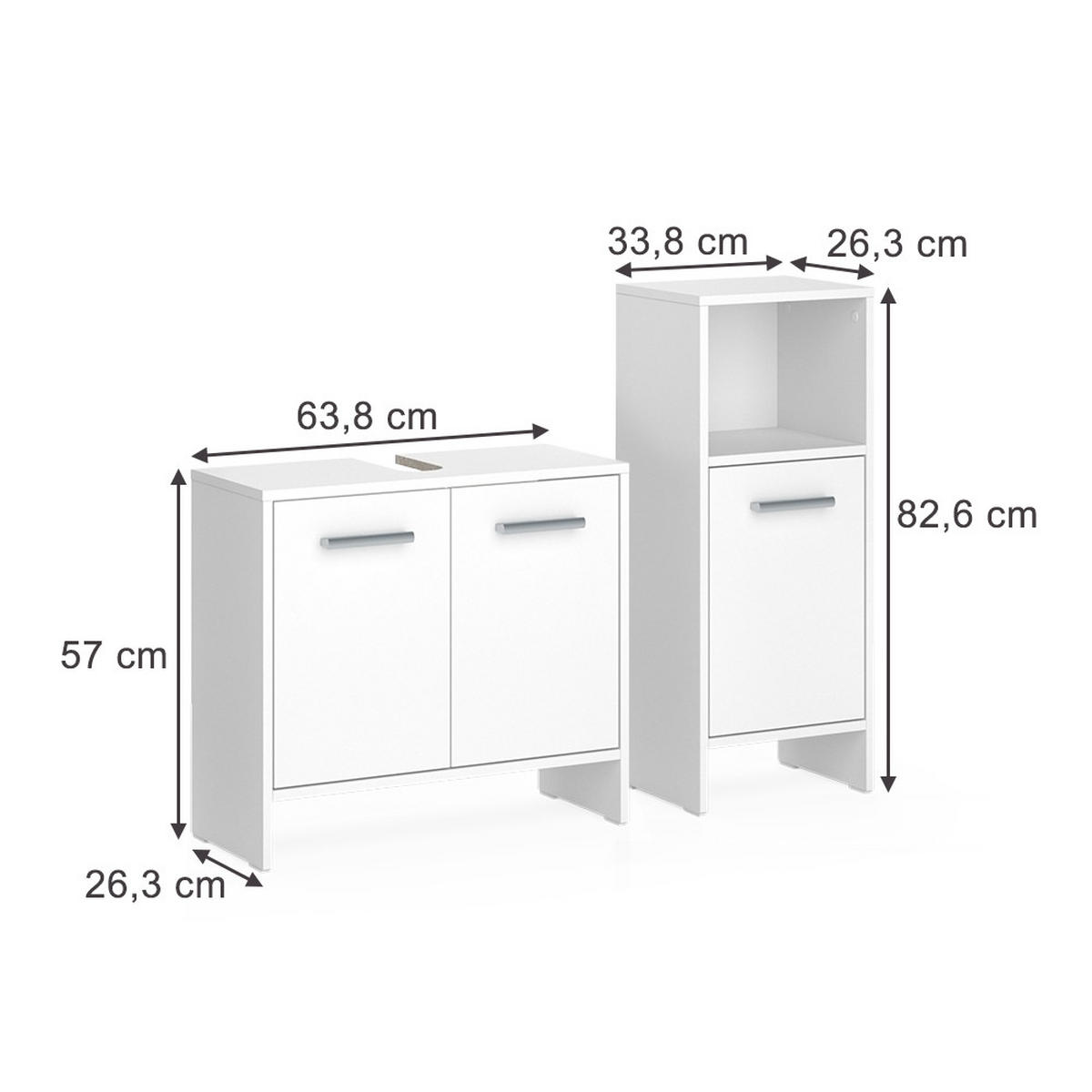 SESTAVA KOUPELNOVÉHO NÁBYTKU Karli Bílá - bílá, kompozitní dřevo (63.8/57/26.3cm) - Vicco