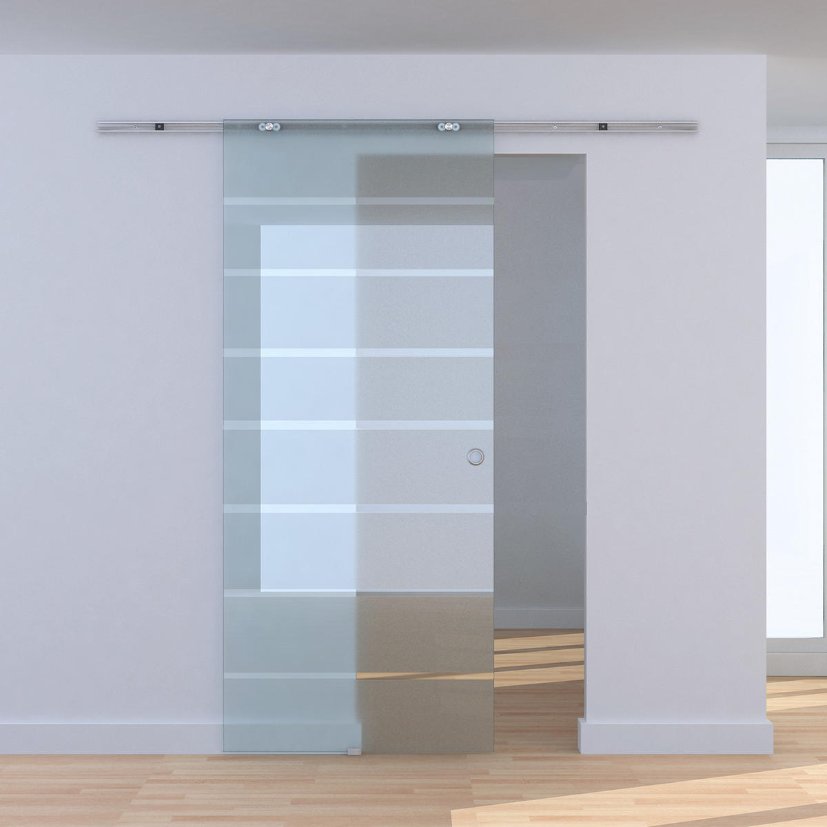 GLASSCHIEBETÜR Aluminium Sicherheitsglas Transparent - Transparent/Silberfarben, Glas/Metall (0.8/205/90cm) - HOMCOM