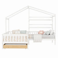 KINDERBETT Hausbett mit Schubladen und Regalen 90x200 cm/140x70 cm Weiß - Weiß, Holz (90/200cm) - Meubliv