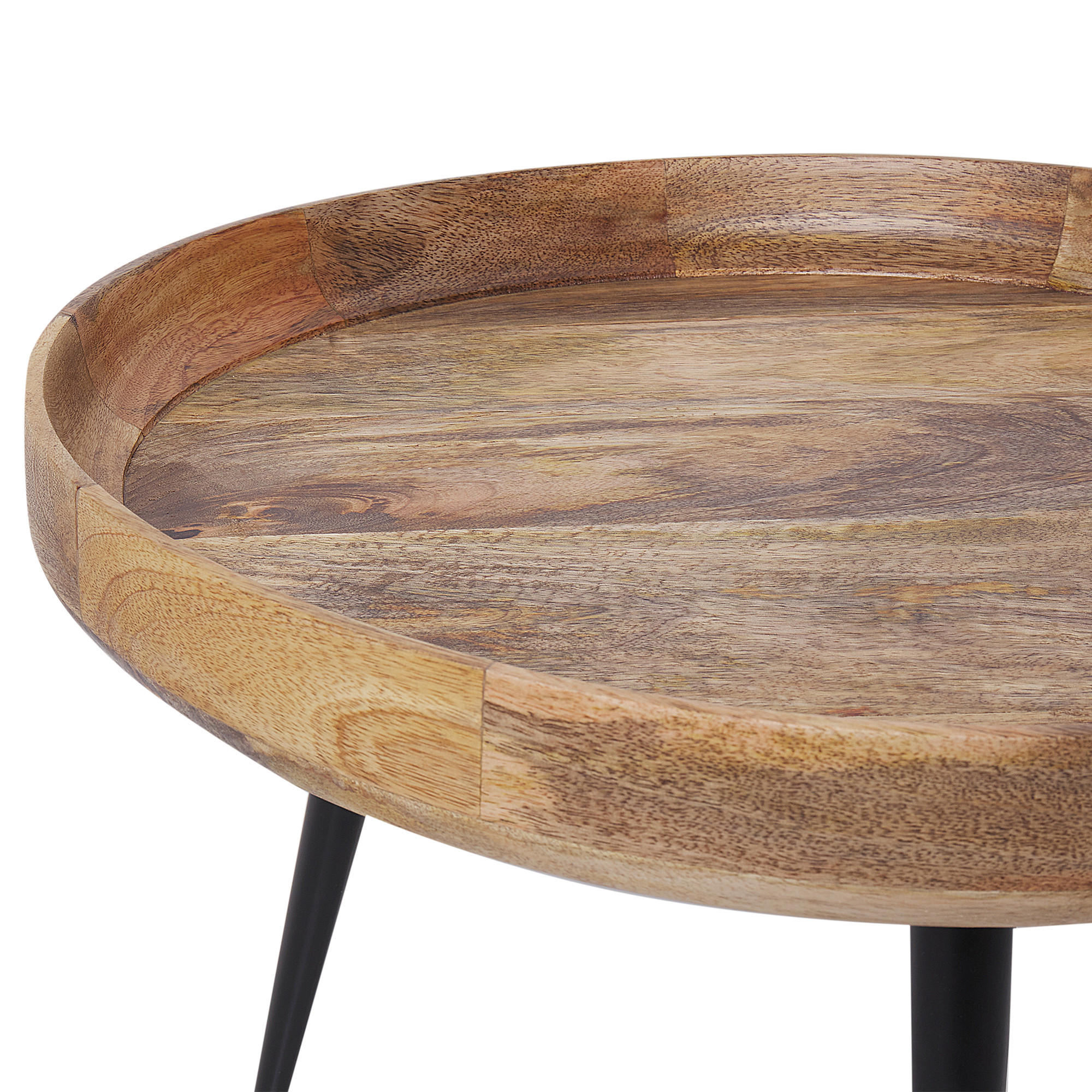 COUCHTISCH Mangoholz hellbraun/schwarz 49 cm Edna - Hellbraun/Schwarz, Holz (49/49/40cm) - Beliani