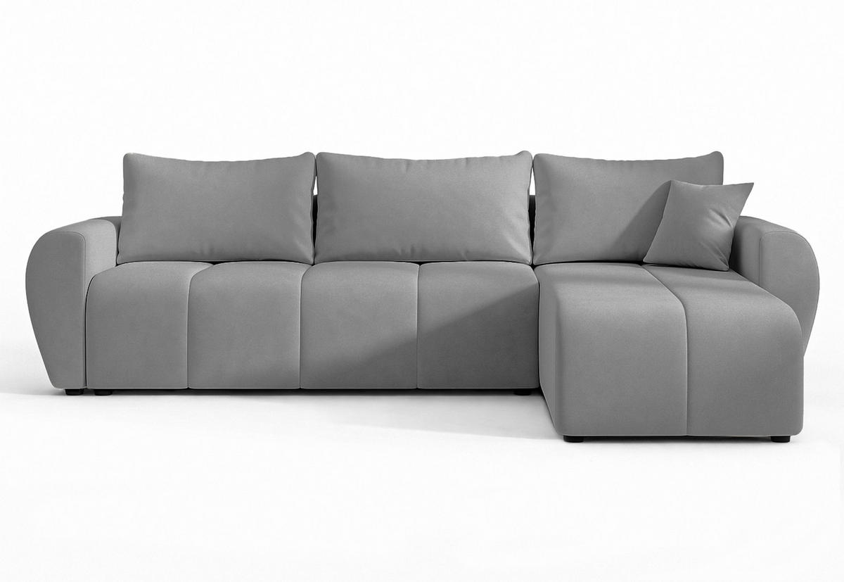 ECKSOFA L Form Malatya Hellgrau 246/145/80 cm stilvolle mit Schlaffunktion R - Hellgrau/Schwarz, Kunststoff/Textil (246/145cm) - AX Living
