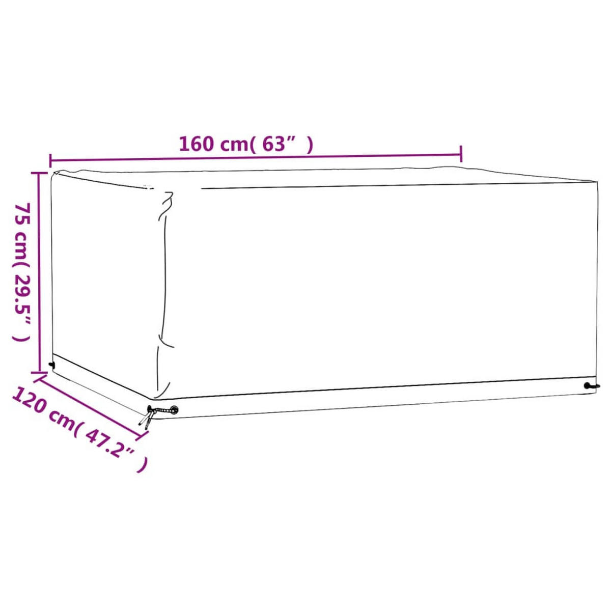 GARTENMÖBEL-ABDECKUNG 8 Ösen 160/120/75 Cm Rechteckig - Schwarz, Kunststoff (120/75/160cm) - vidaXL