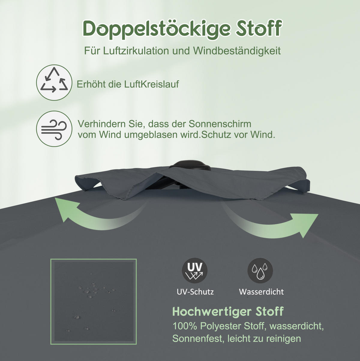 AMPELSCHIRM aus Stahl 294x294x250 cm in Beige mit Kurbel & Neigefunktion - Beige, Metall (294/294cm) - Modfu