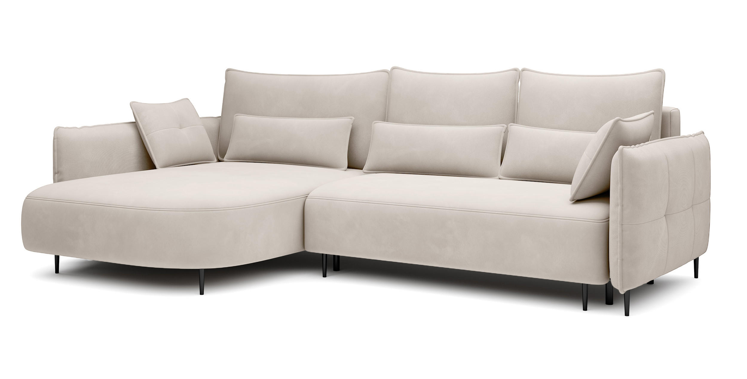 ECKSOFA Oblivio Cremeweiß Velours - Creme/Schwarz, Textil/Metall (285/200cm) - Selsey