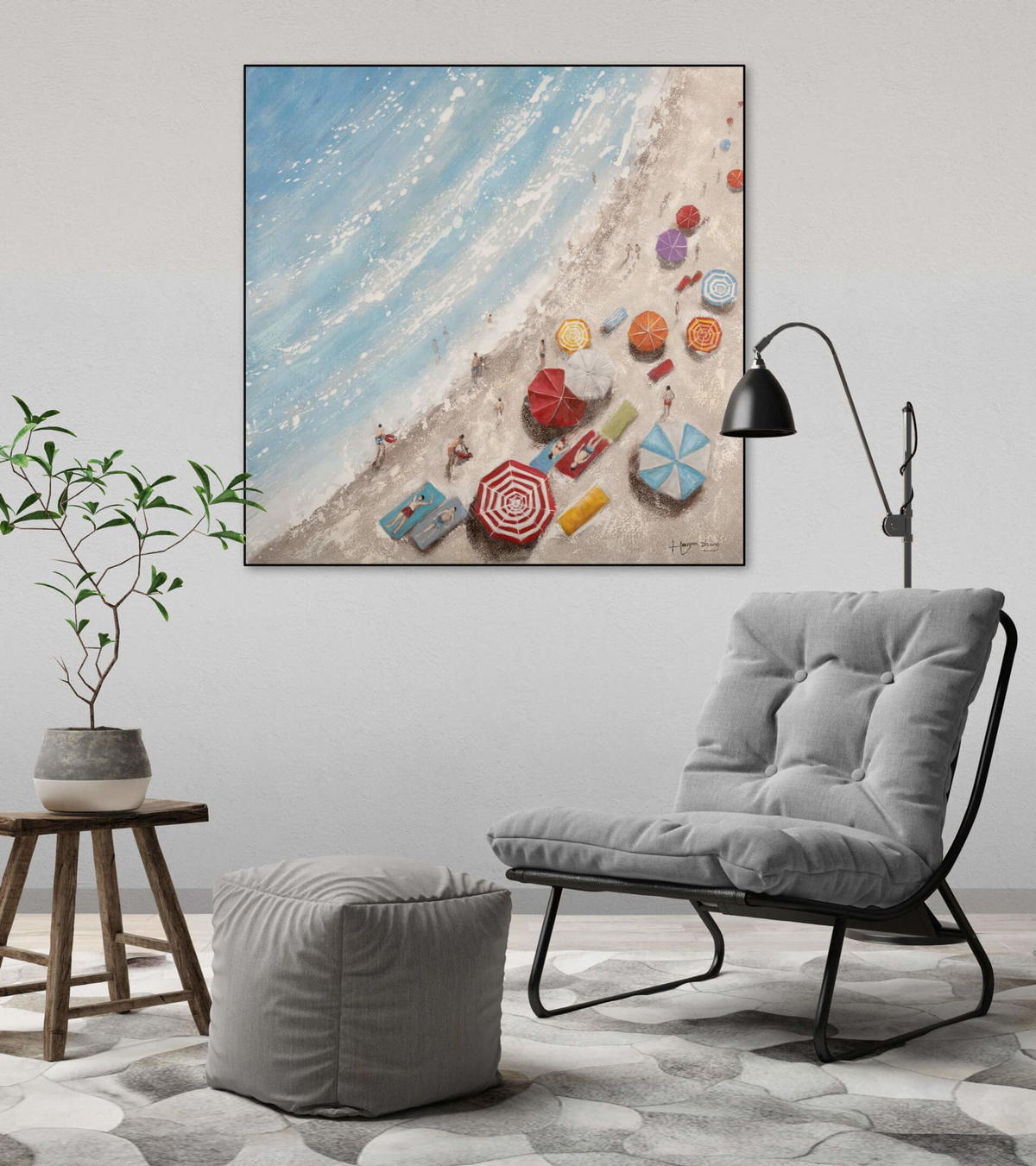 ACRYLBILD HANDGEMALT 80/80 cm - Blau, Holz/Textil (80/80cm) - KUNSTLOFT