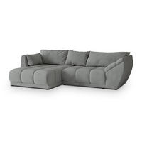 ECKSOFA ORENTI L-S Grau Velours-Stoff mit Schlaffunktion - Grau, Holz (287/182cm) - MASSENO