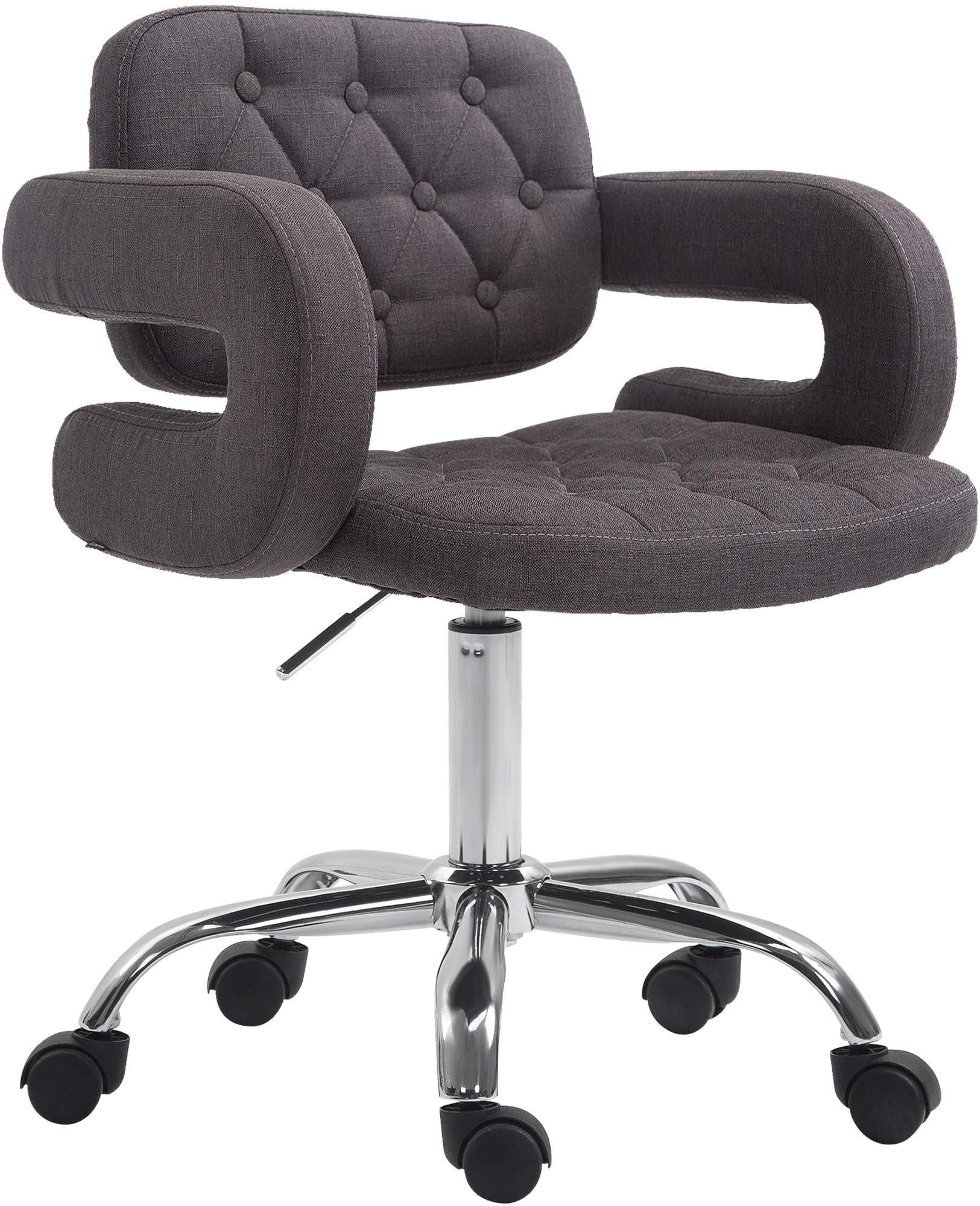 DREHSTUHL Stoff dunkelgrau - Chromfarben/Dunkelgrau, Textil/Metall (62/78/55cm) - CLP