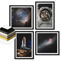 WANDBILDER 4er-Set - 50x50 cm & 40x60 cm Schwarzer Rahmen - Astronauten landen auf dem Mond - Schwarz, Kunststoff (50/50cm) - ArtPrintCave