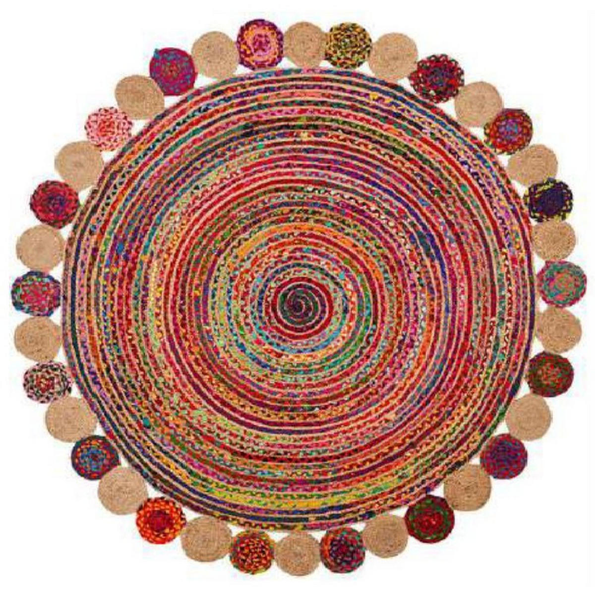TEPPICH Baumwolle Bunt Jute (160 x 160 x 1 cm) - Multicolor, Naturmaterialien (160/160cm) - DKD Home Decor