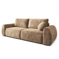 BETTSOFA ZEFEO Beige Chenille-Stoff mit Schlaffunktion - Beige, Textil (264/96/106cm) - MASSENO