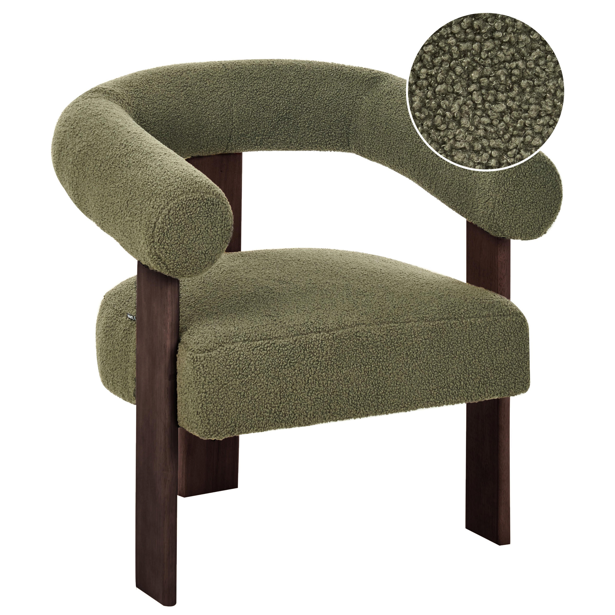 SESSEL Bouclé Grün/Dunkelbraun Ilbro - Braun/Grün, Textil (77/76/68cm) - Beliani