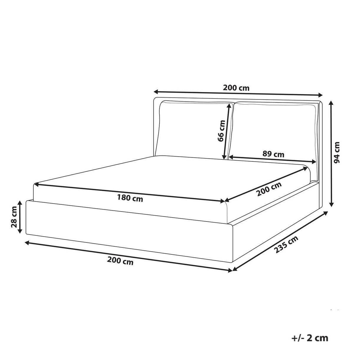 BETT mit Lattenrost 180/200 cm Cremeweiß Bajonna - Schwarz/Weiß, Textil (180/200cm) - Beliani