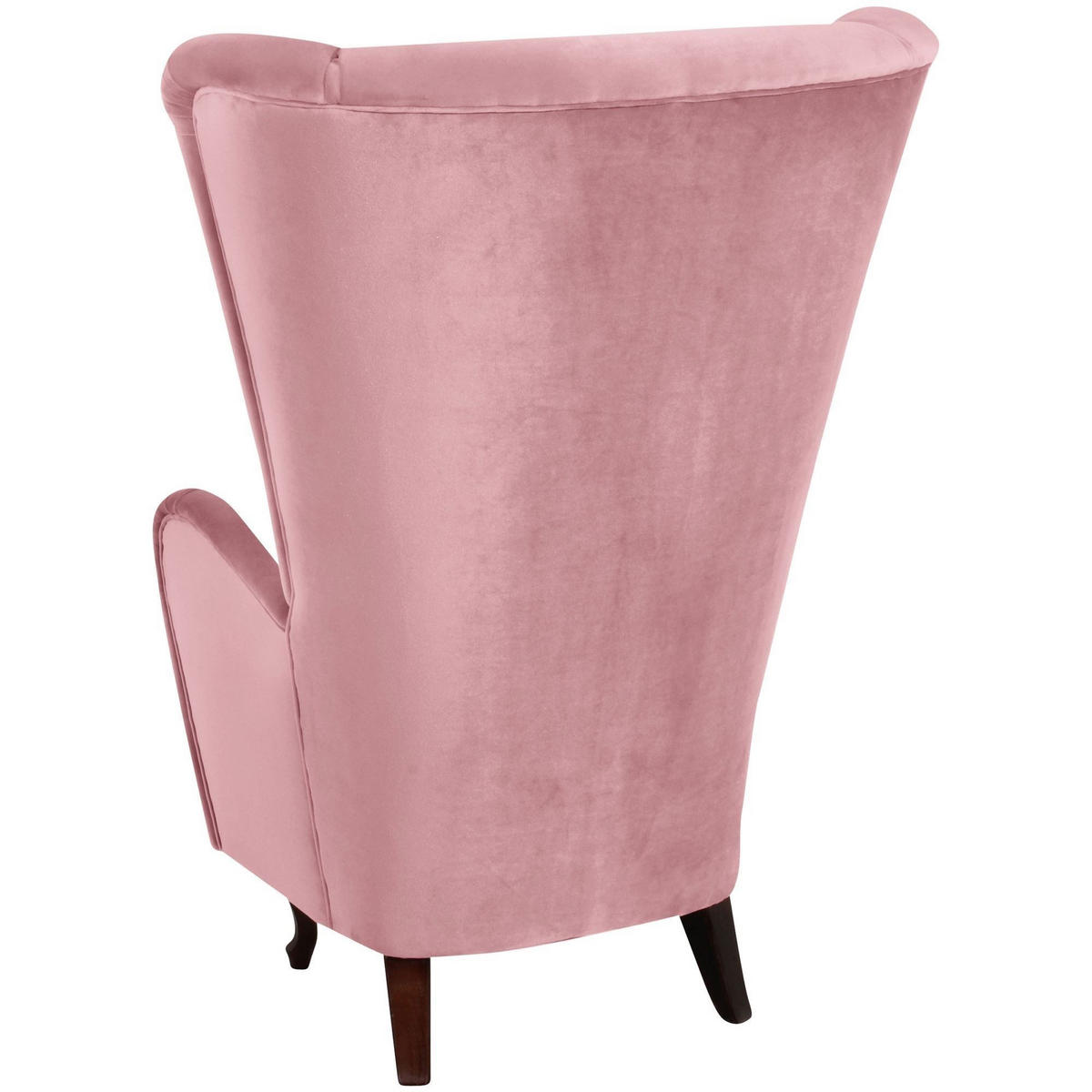 HOCHLEHNSESSEL Kailey Bezug Samtvelours Buche nussbaum dunkel / rosé - Rosa, Kunststoff (96/122/89cm) - 58aufmkessel