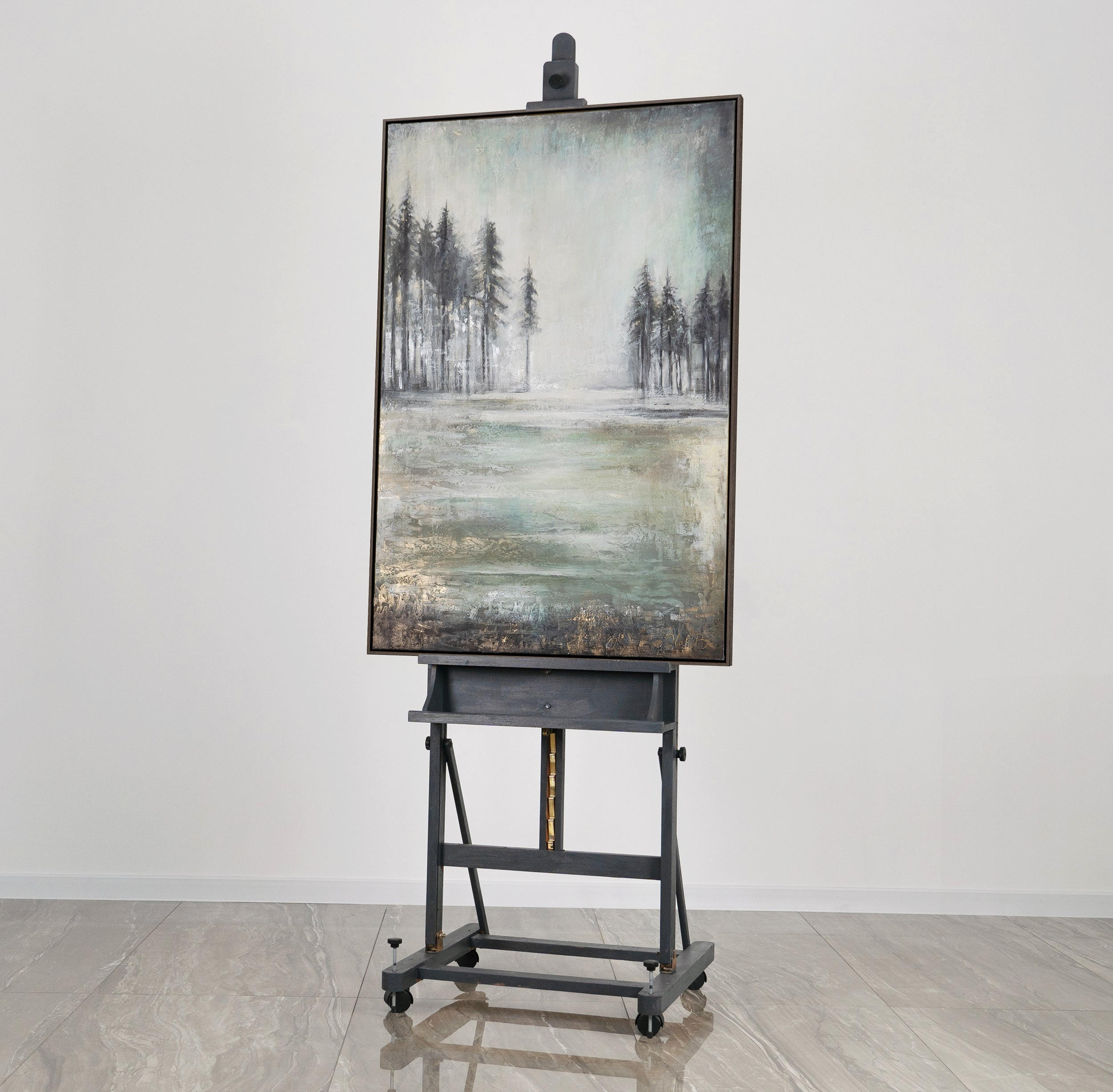 GEMÄLDE Heilender Wald Schattenfugenrahmen Grau 120x80 cm - Grau, Holz (120/80cm) - YS-art gallery
