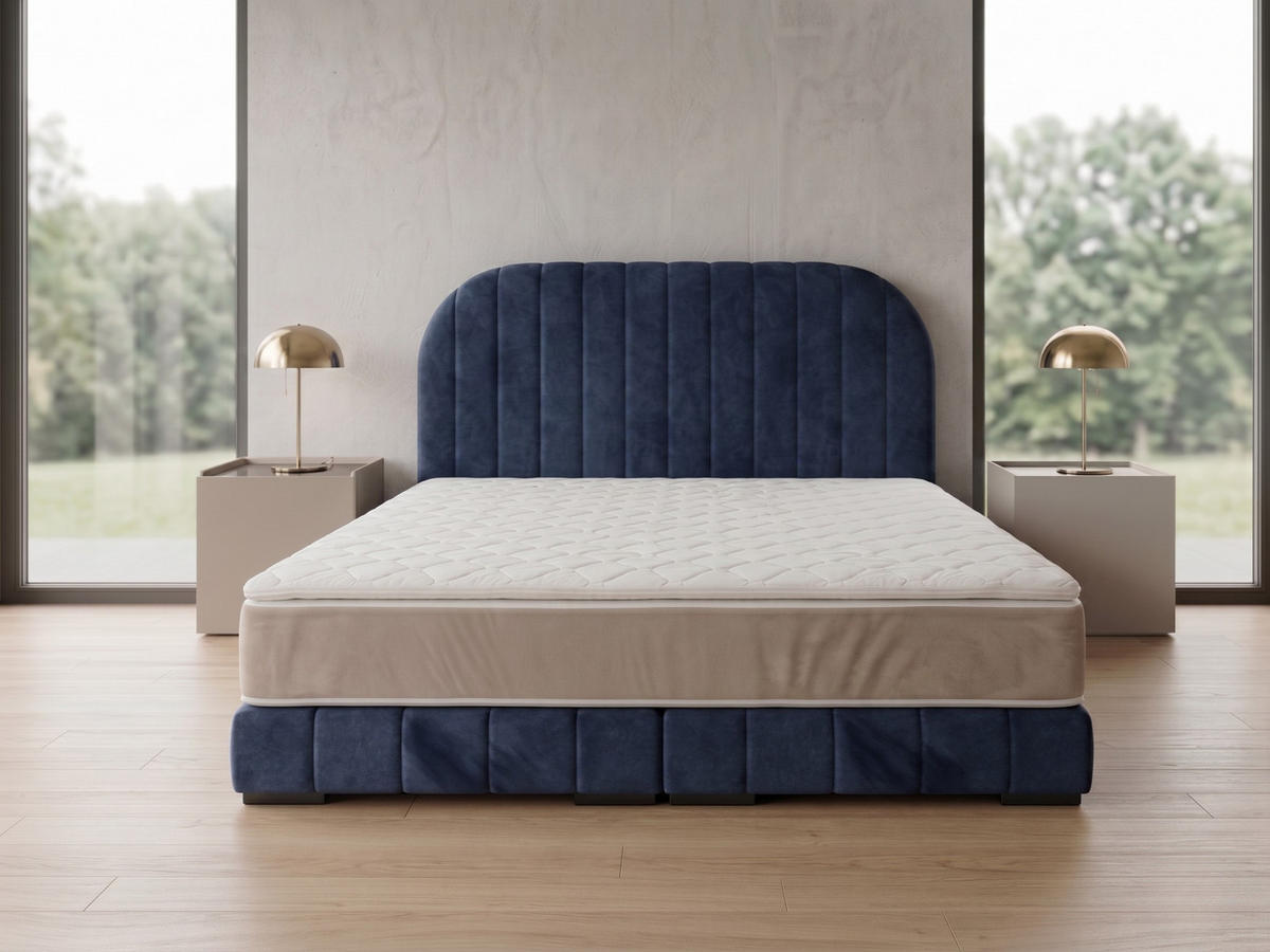 POLSTERBETT LEON3 90x 200 cm Farbe: Dunkelblau - Dunkelblau, Textil (90/200cm) - A&J MöbelLand
