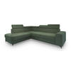 ECKSOFA ALVORO L-S Grün Boucle-Stoff mit Schlaffunktion - Grün, Holz (253/190cm) - MASSENO