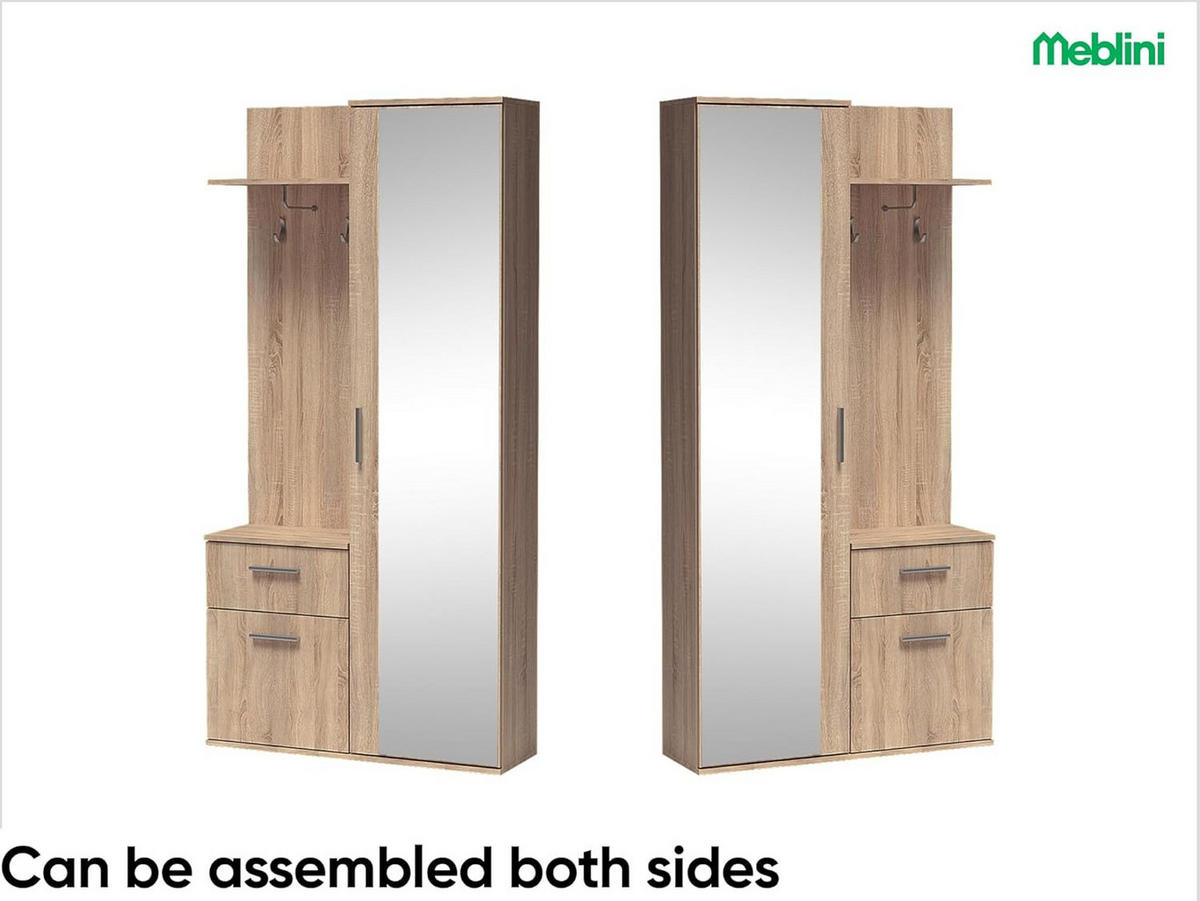 GARDEROBE LUXOR - Sonoma Eiche, Holzwerkstoff (97/195/30cm) - Meblini