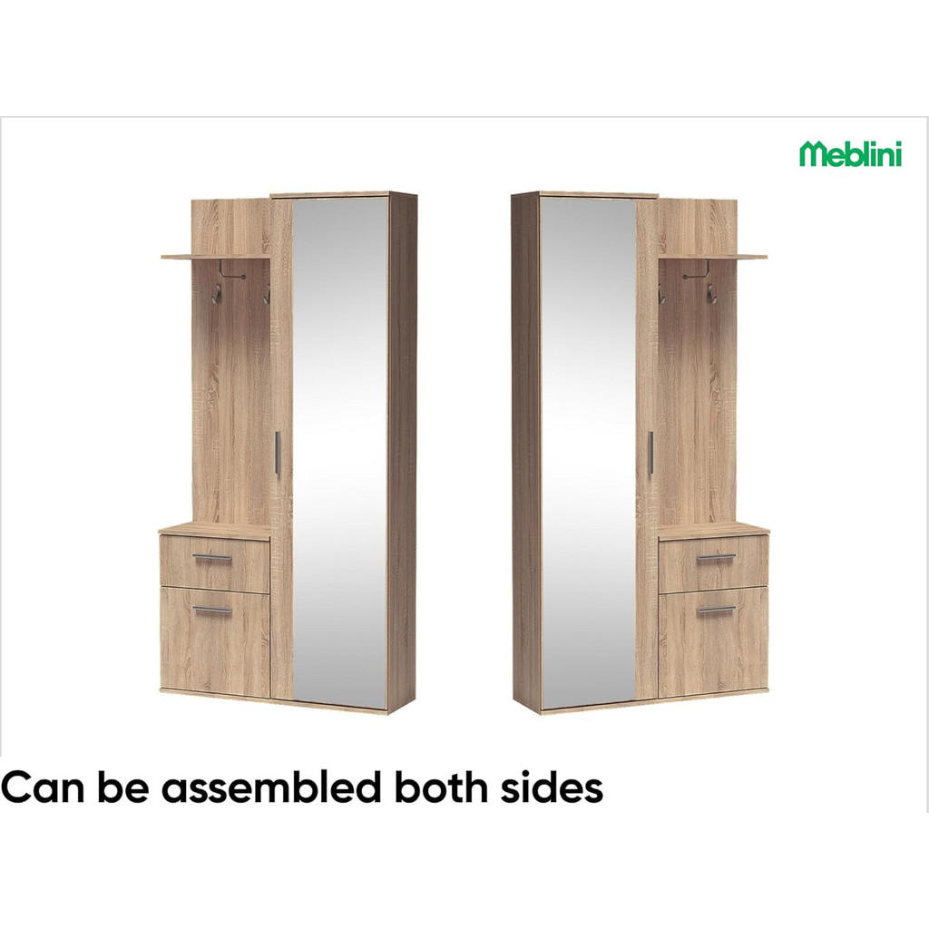 Thumbnail - Meblini Garderobe, Sonoma Eiche, Holzwerkstoff, 2 Fächer, 97x195x30 cm, Garderobe, Garderoben-Sets & Serien, Garderoben-...