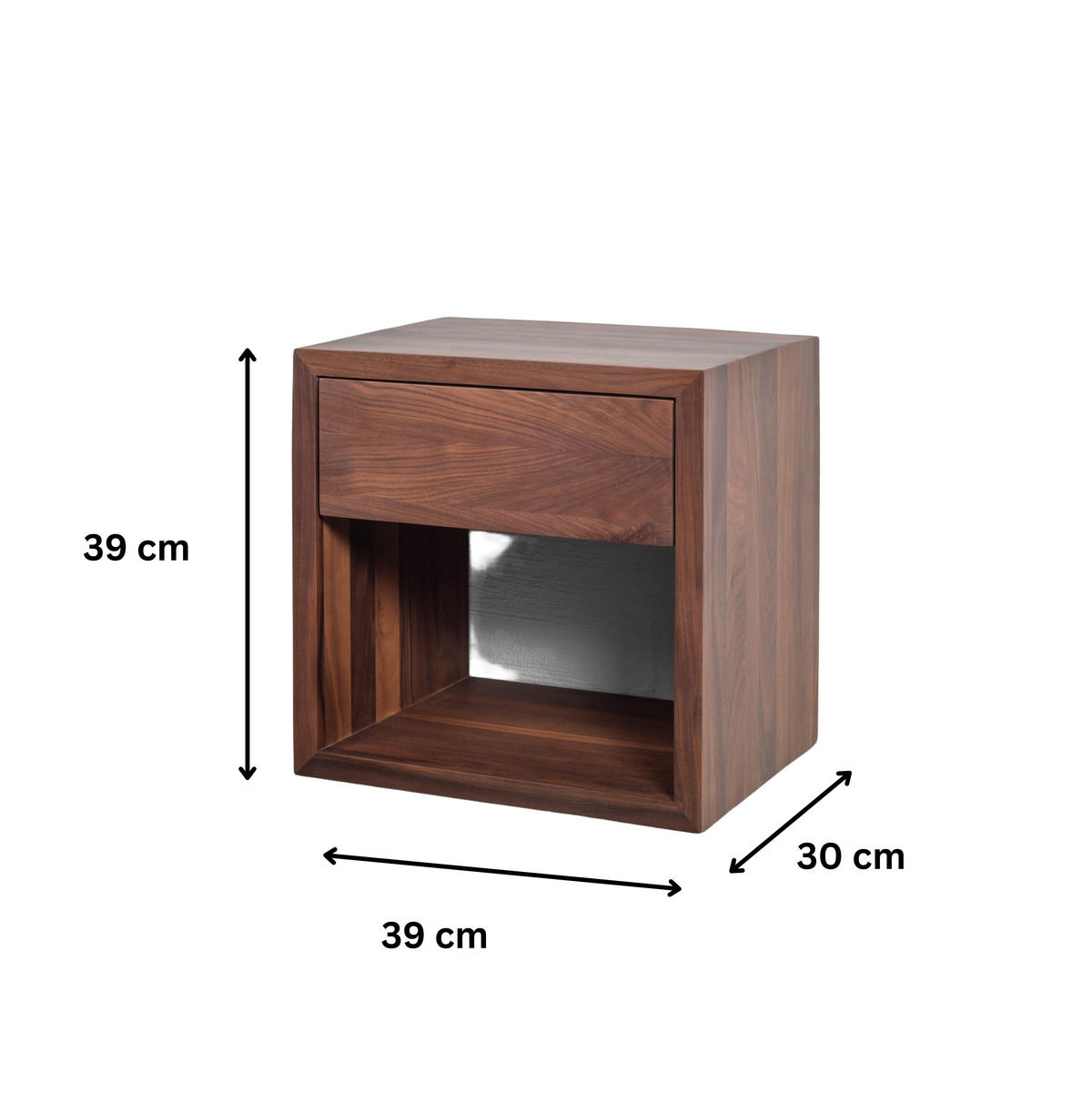 NACHTTISCH Hugo 2er Set, Walnuss - Braun, Holz (39/39/30cm) - WOODEK