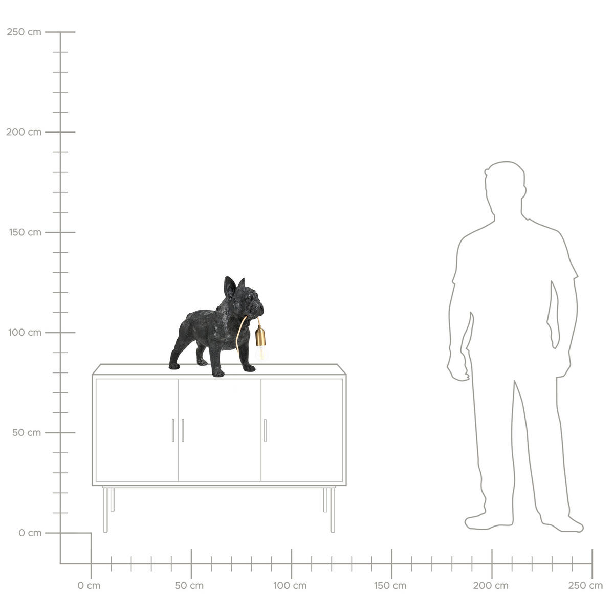 TISCHLAMPE Hund Schwarz Baxter - Messingfarben/Schwarz, Kunststoff (47/24/43cm) - Beliani