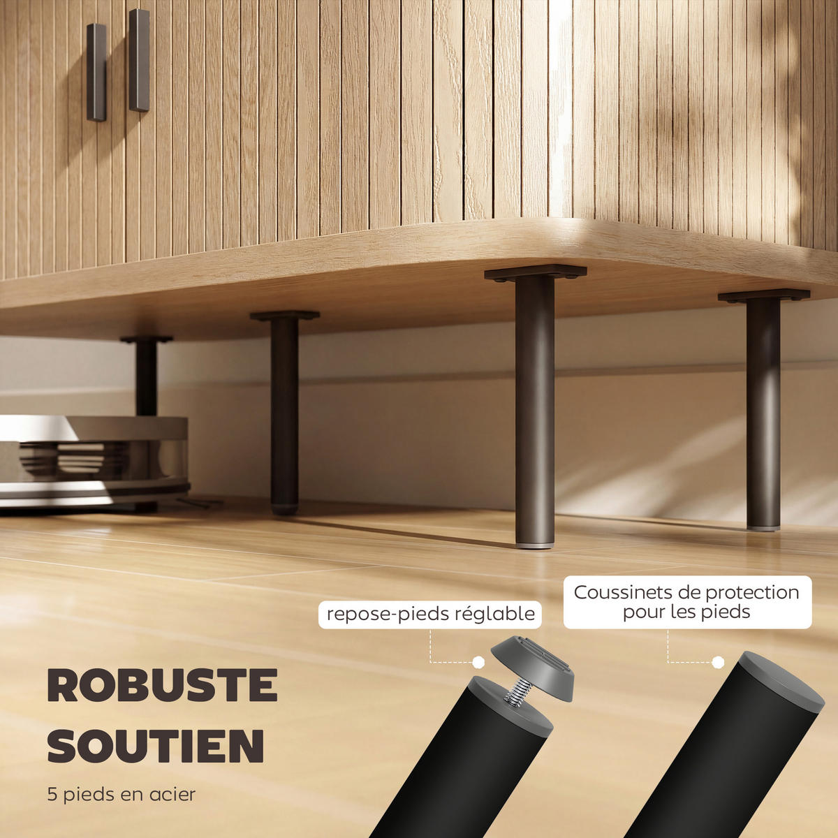 SIDEBOARD DE-11306 2 Schiebetüren Eiche/Schwarz - Eichefarben, Holzwerkstoff (100/75/40cm) - ComfortXL