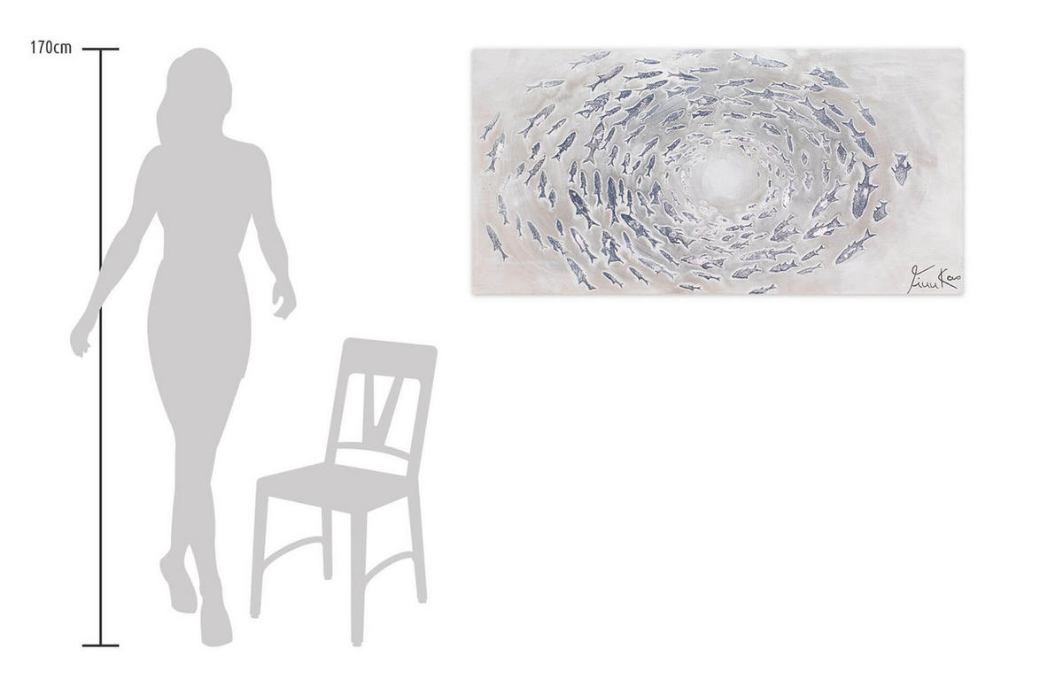 ÖLGEMÄLDE 140/70 cm - Grau, Holz/Textil (2.02/70cm) - KUNSTLOFT