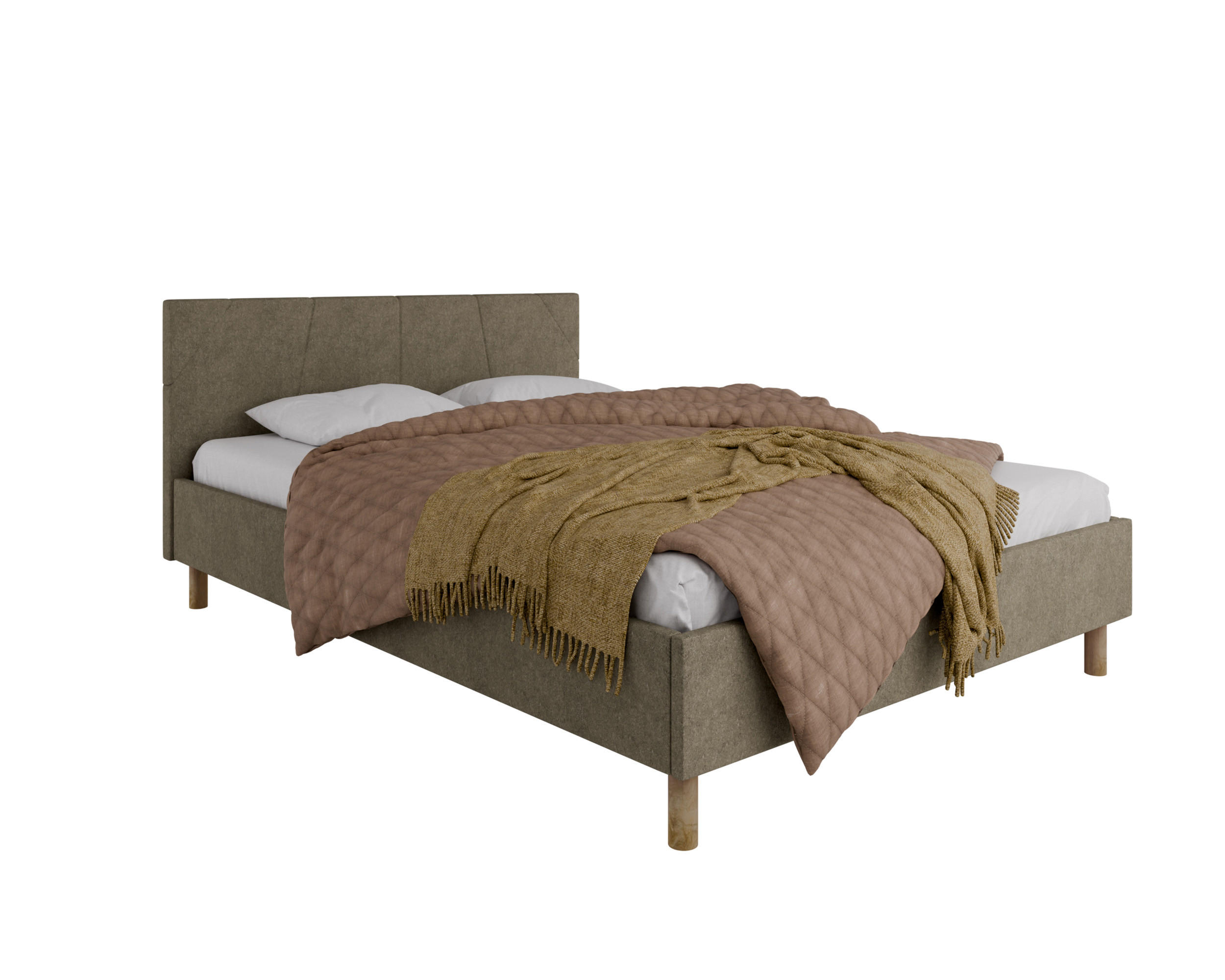 POLSTERBETT ALMORE 140x200cm, 7-Zonen-Taschenfederkernmatratze mit Kokos ARLAN (21 cm), cappuccino - Cappuccino, Holz (140/200cm) - Homesy