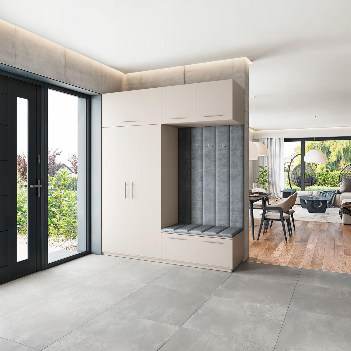 GARDEROBENSCHRANK REMA 200/240/60 cm Modern Garderobe-Set Kaschmir - Kaschmir/Grau, Holzwerkstoff (200/240/60cm) - MASSENO