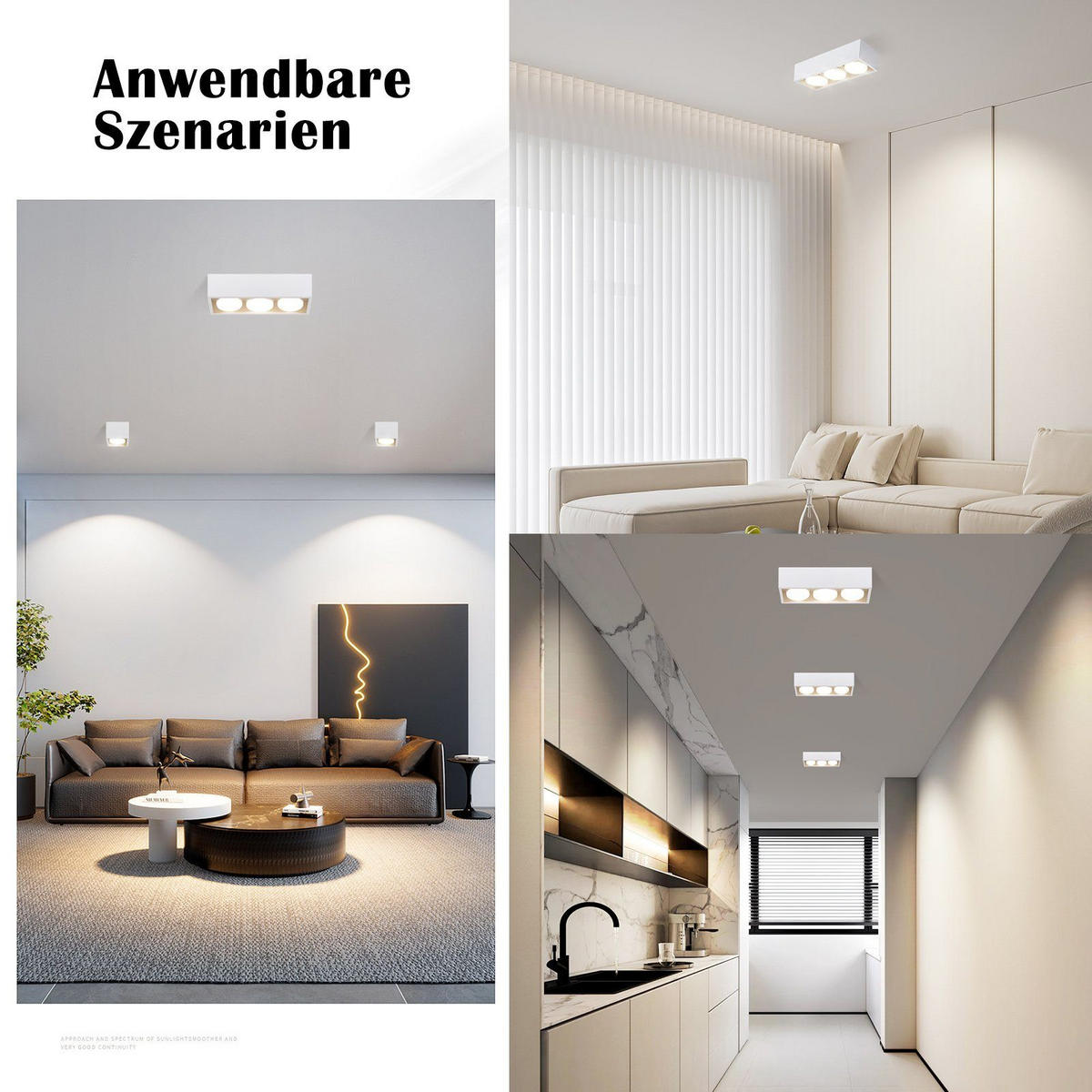 LED-DECKENLEUCHTE Harmonie 3-flammig 30/10/8 cm - Weiß, Metall (30/10/8cm) - Nettlife