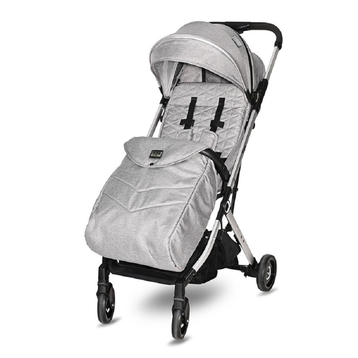 KINDERWAGEN Myla silber Aluminiumrahmen Korb Fußsack klappbar mit Zusatzgriff - Silberfarben, Metall (89/49/102cm) - Lorelli