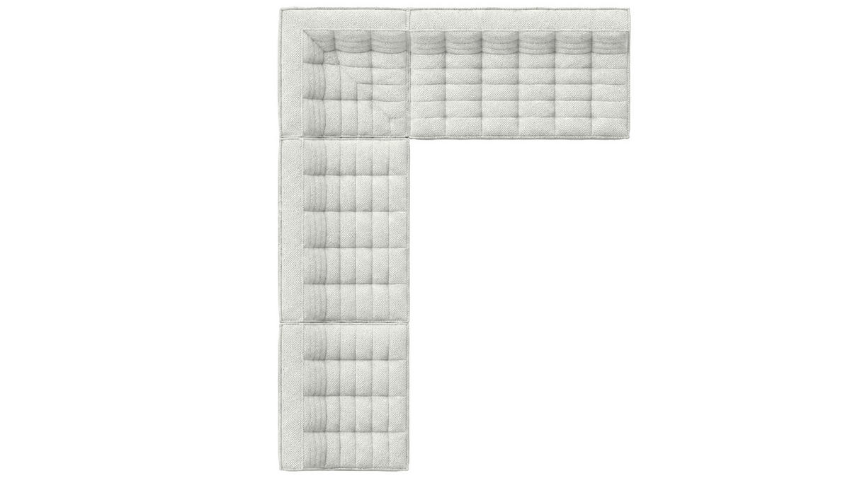 ROHOVÁ SEDAČKA modulární ve tvaru L, plyšová tkanina Pop, Ice, Levá strana, LAZY L - bílá, dřevo (333/253cm) - Kaiser Möbel
