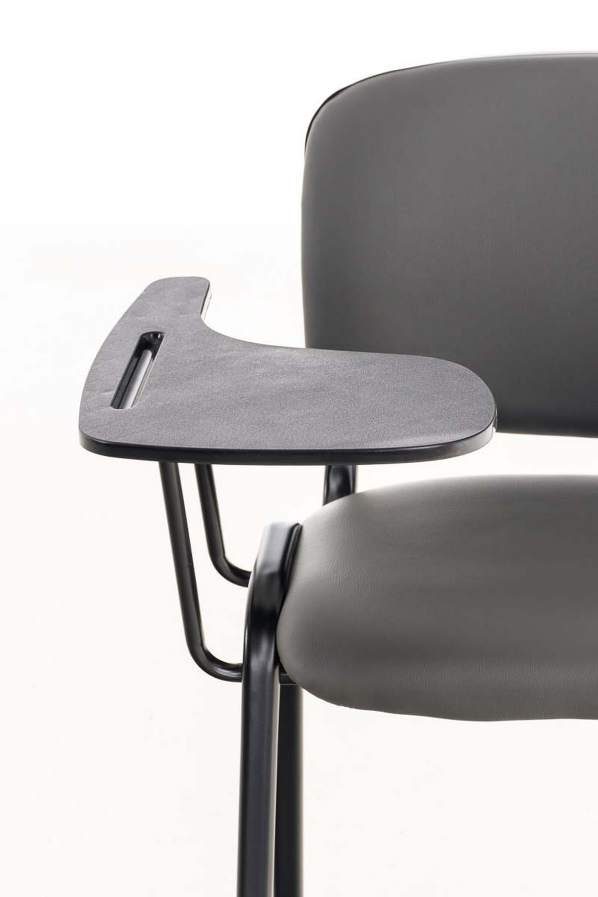 BESUCHERSTUHL Keen mit Klapptisch, Kunstleder mit Gestell Schwarz / Bezug Grau - Schwarz/Grau, Textil/Metall (53/81/53cm) - TPFLiving