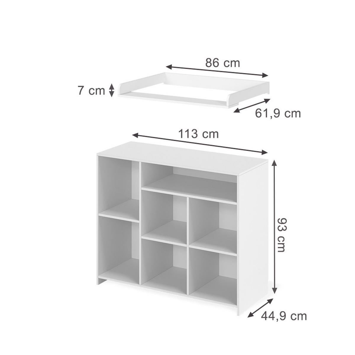 WICKELKOMMODE Oskar Weiß 113 x 100 cm mit offenen Regalen - Weiß, Holzwerkstoff (113/100/53cm) - Vicco