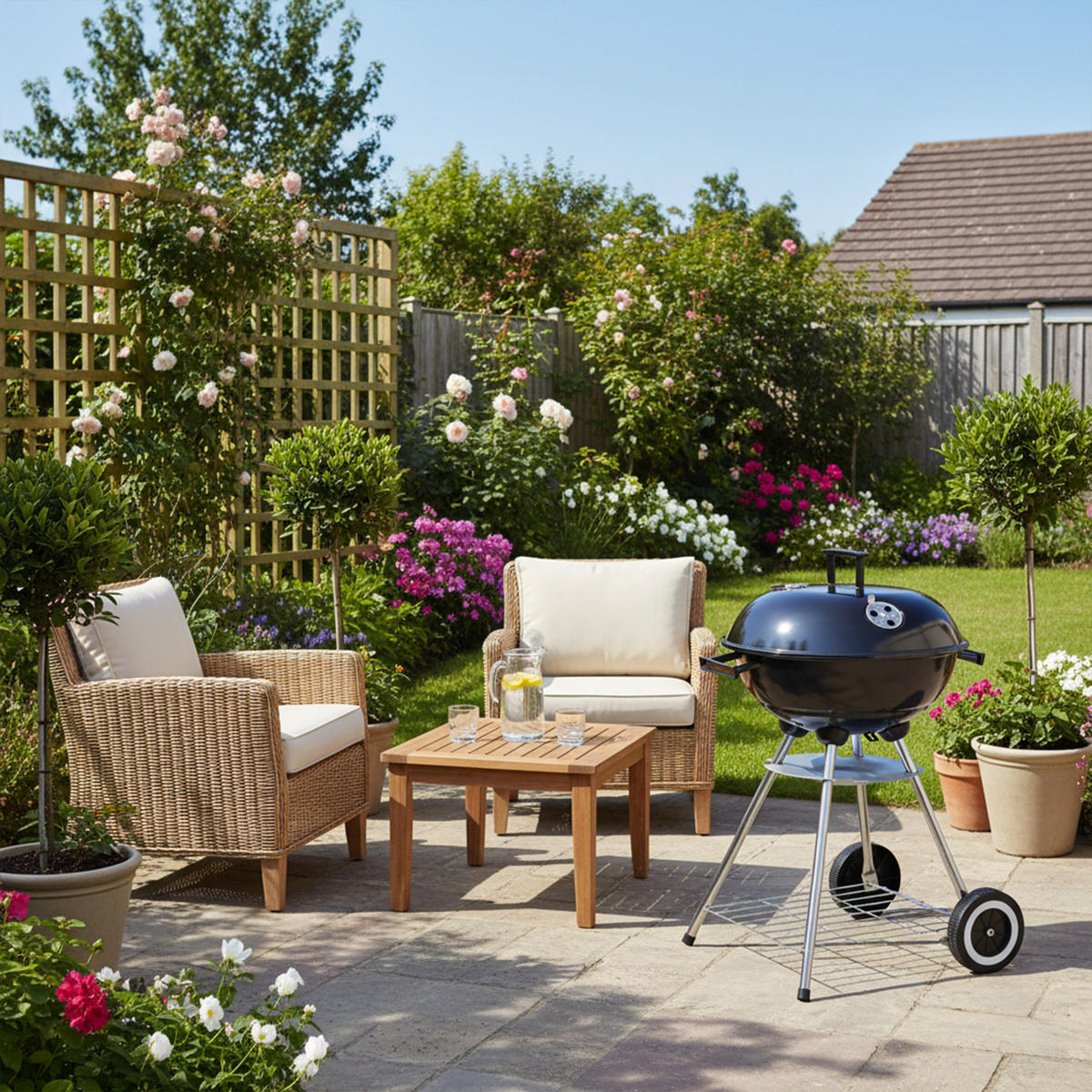 KUGELGRILL - Schwarz, Kunststoff/Metall (40/70/48cm) - Relaxdays