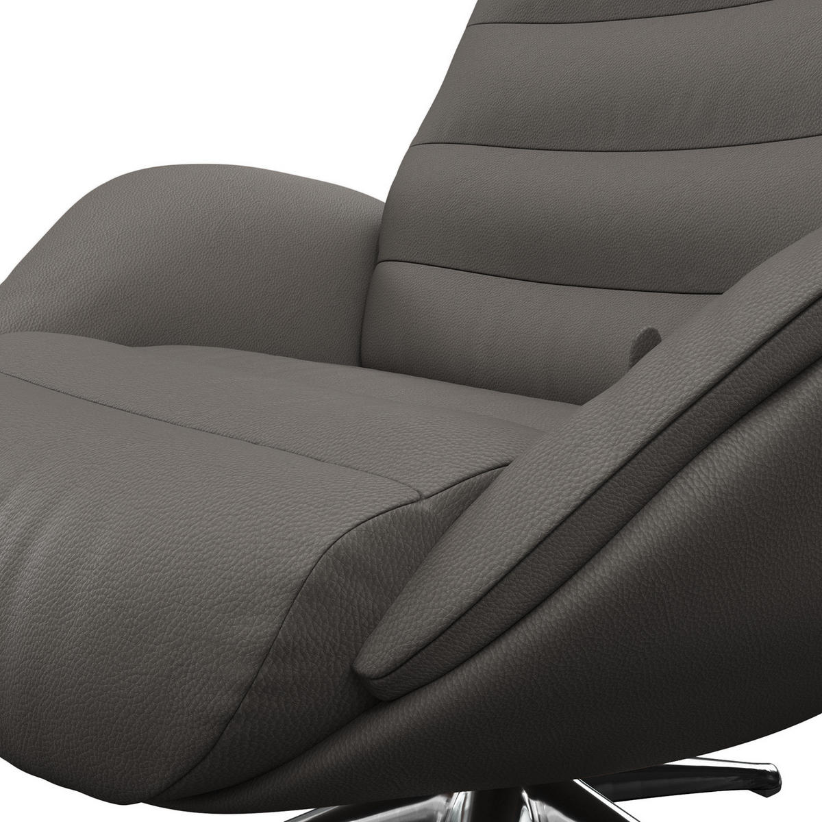 RELAXSESSEL - Grau, Leder/Metall (90/107/90cm) - home24