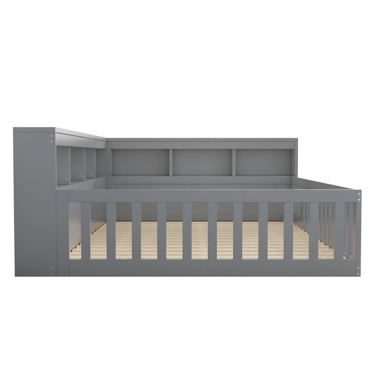 DAYBETT aus Spanplatte und MDF 140x200 cm Grau mit Stauraum, Steckdosen und USB-Anschlüssen - Grau, Holzwerkstoff (140/200cm) - IVMEU