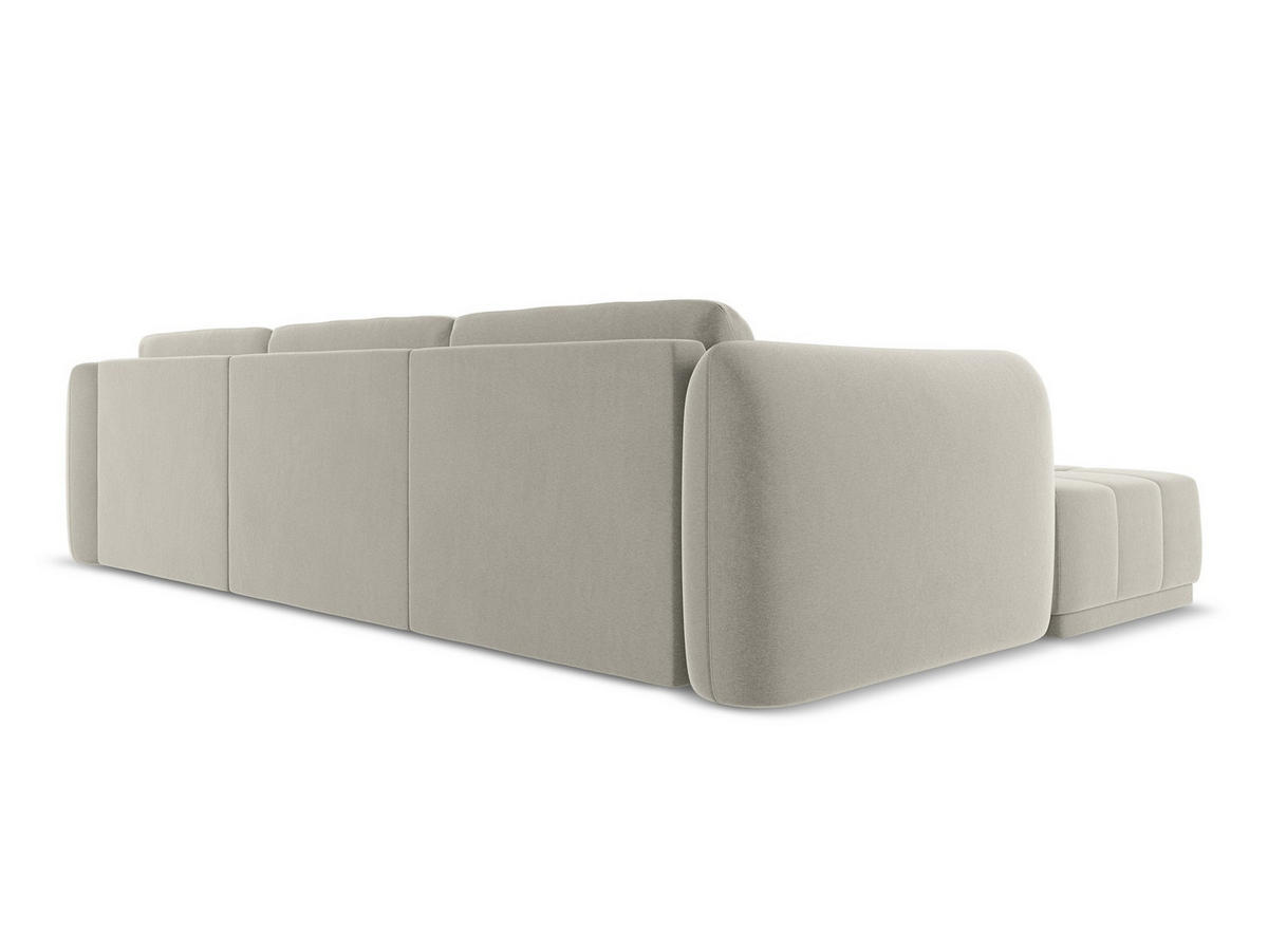 ECKSOFA Links Samt Stoff Creme - Perlmutt/Creme, Kunststoff/Textil (170/290cm) - Makamii