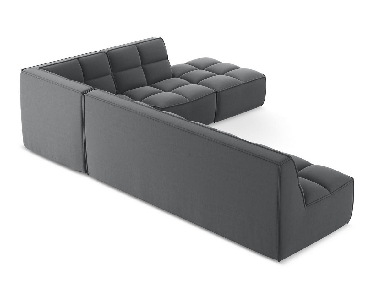 ECKSOFA Beidseitig Samt Stoff Grau - Dunkelgrau/Schwarz, Kunststoff/Textil (308/258cm) - Makamii