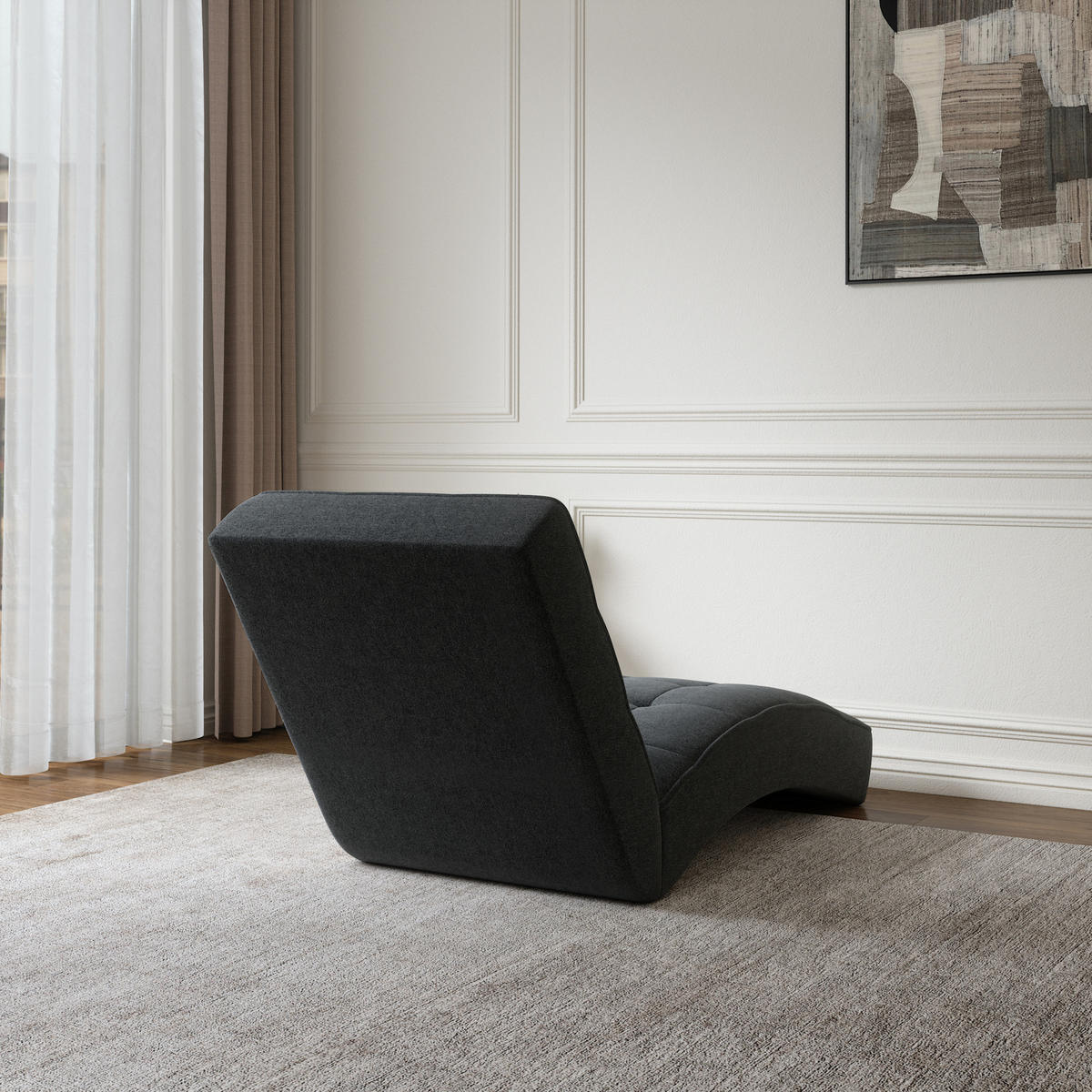 CHAISELONGUE - Livano - Dunkelgrau (Twist 20) - Dunkelgrau, Holzwerkstoff (73/79/170cm) - Möblo
